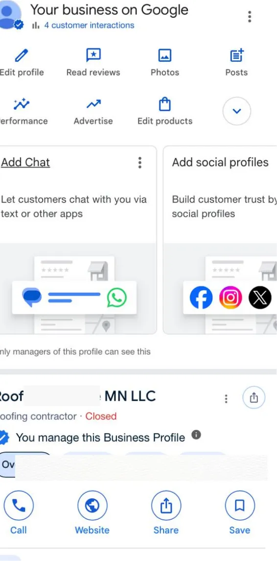 Google Business Profile dashboard showing editing access restored after verification